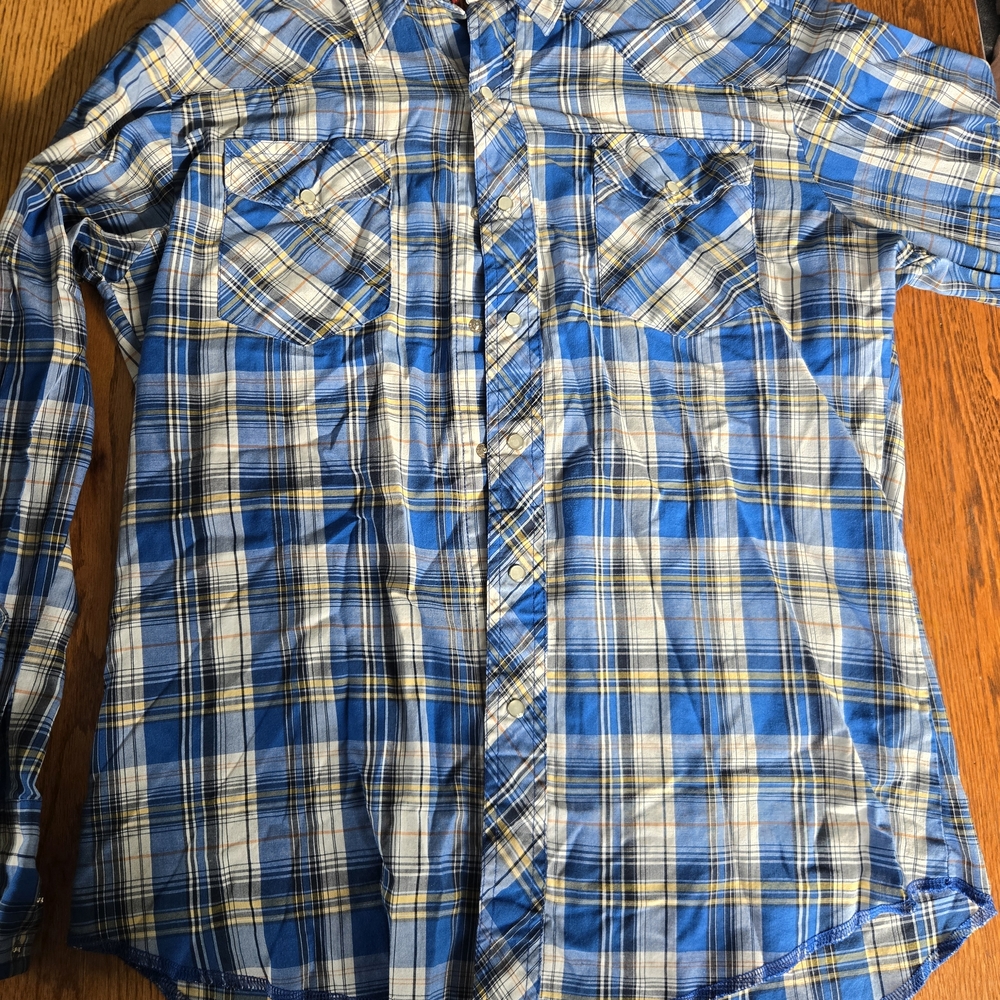 Vintage Rustler X-Long Tails Western Shirt Pearl Snap Sz Medium 80s/90s Era